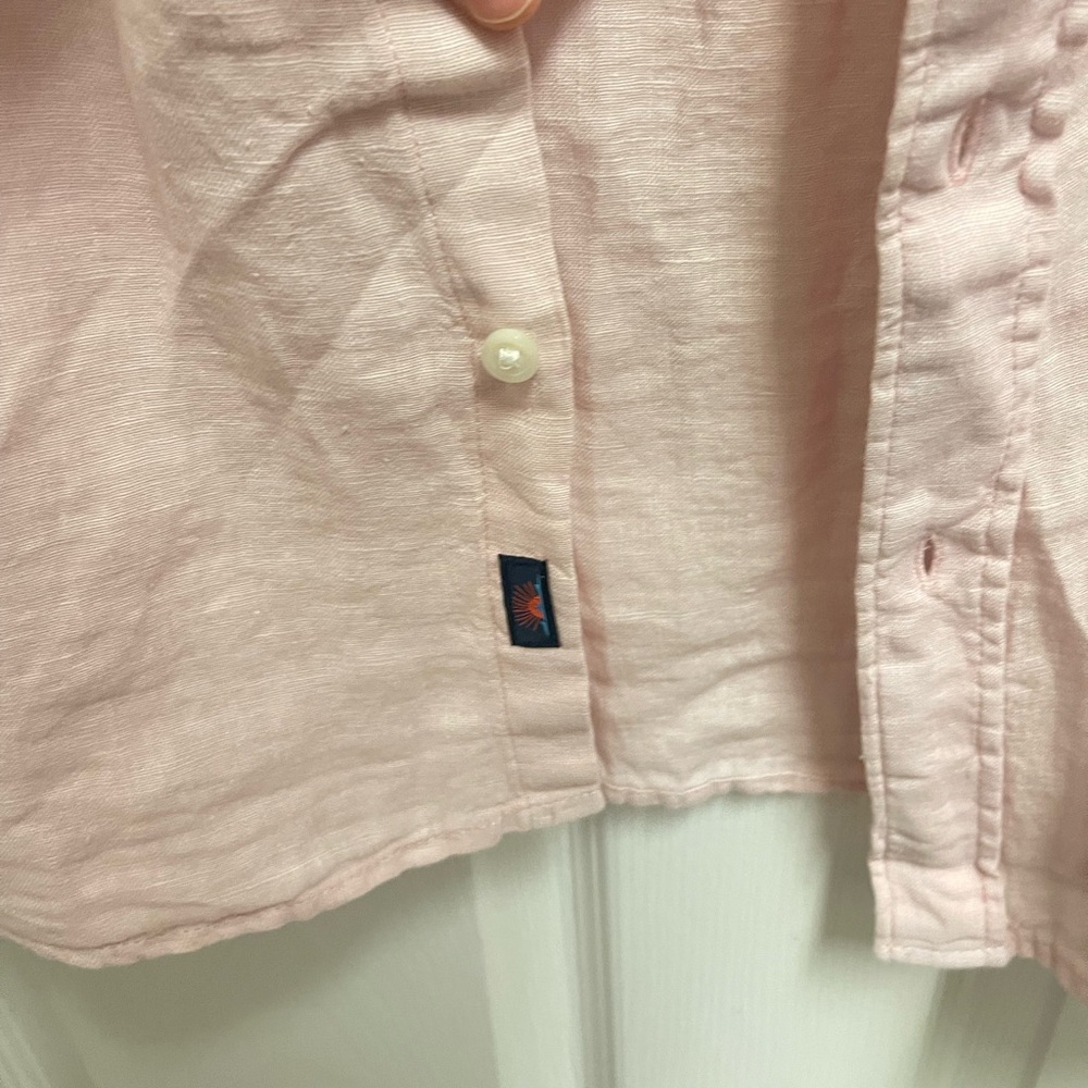 Faherty Pink Linen Short Sleeve Button Down - Picture 4 of 10